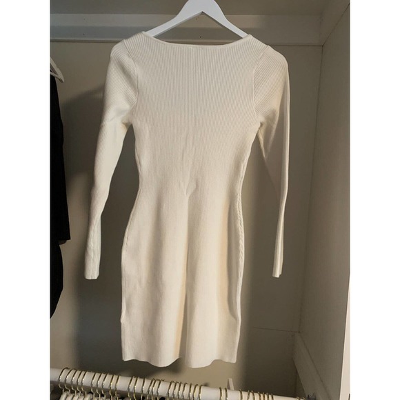 Abercrombie & Fitch Sheath Dress Women's M/P White Solid Square Neck Long Sleeve - Picture 2 of 3